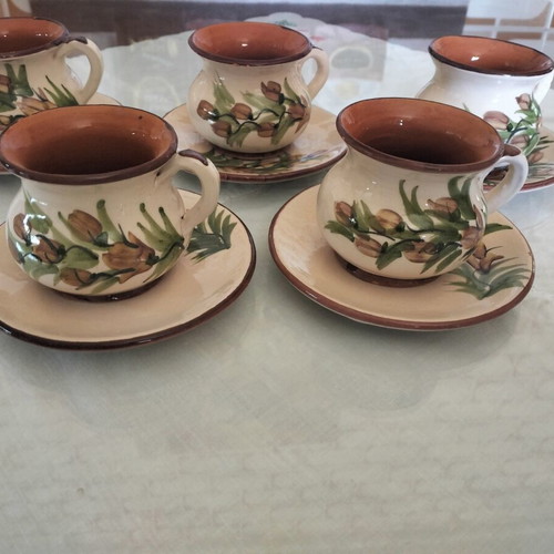 Vintage handmade cups set from Lesvos, like new, earthy colors