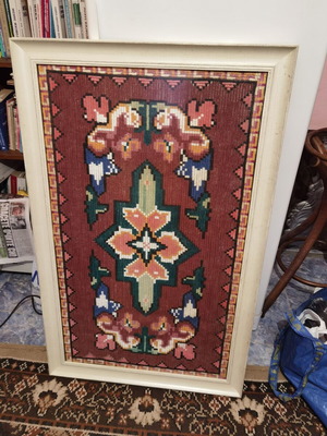 Old gobelin textile painting used, large canvas