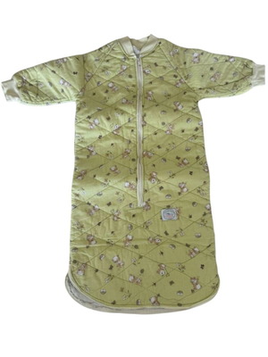 Baby quilted sleeping bag used, 0-6 months, green with bears