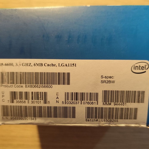 Intel Core i5-6600 processor used with original cooler and box