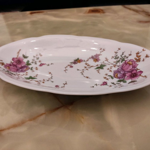 Titov Veles porcelain serving platters with purple flowers, set of 2