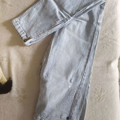 Striped pants used, side zipper, size 36