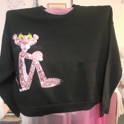 Zara women's sweatshirt used with Pink Panther embroidery