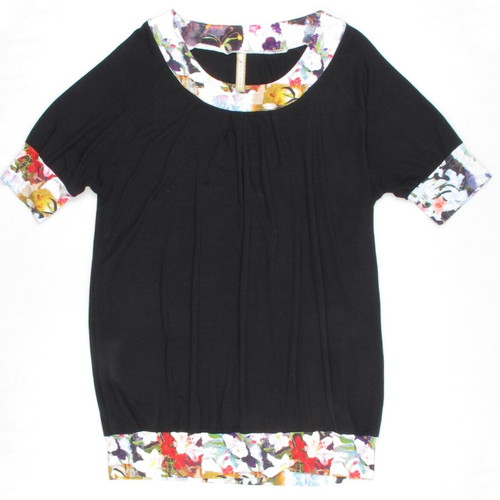 Eva & Claudi women's tunic dress size M black floral like new