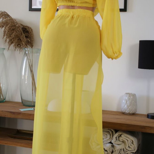 Beachwear pants with yellow transparent top new