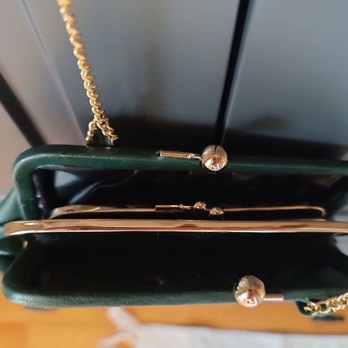 Small cross body wallet bag used, dark green