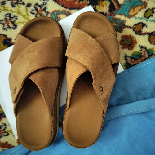 Ugg Goldenstar Cross Slide Sandals like new, suede, size 40