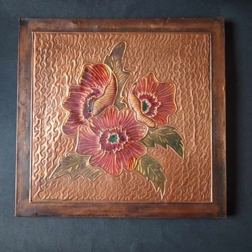 Vintage chalcography used with flowers in wooden frame