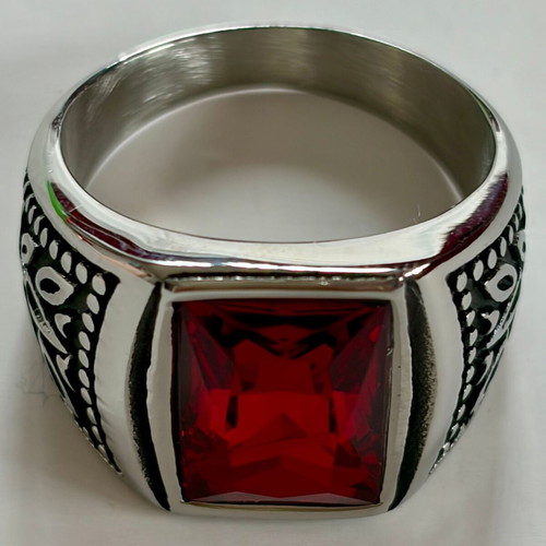 Red Stone Signet Ring size 12 brand new, 316L stainless steel