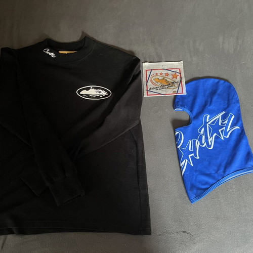 Corteiz thin sweatshirt black, size M with blue balaclava gift