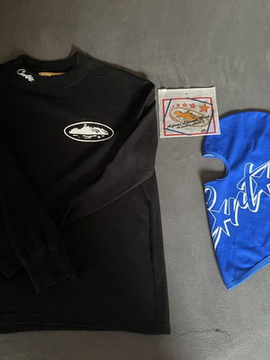 Corteiz thin sweatshirt black, size M with blue balaclava gift