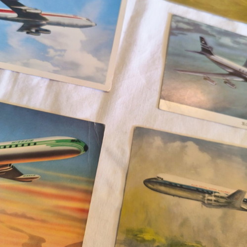 Vintage Airline Postcards Set, 6 pcs, 1950s-1960s