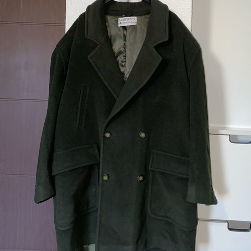 Martens Wool Coat L-XL Used, Dark Green, Italian Origin