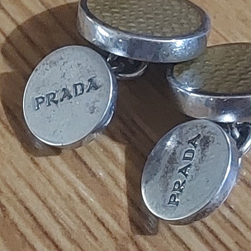 Prada silver cufflinks used, good condition