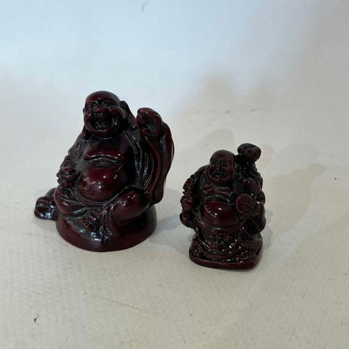 Set of 2 mini Buddha resin collectible figurines