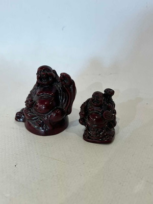 Set of 2 mini Buddha resin collectible figurines
