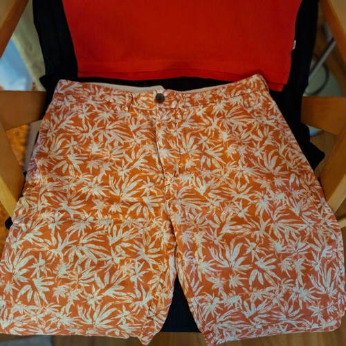 Zara men's orange linen bermuda shorts like new