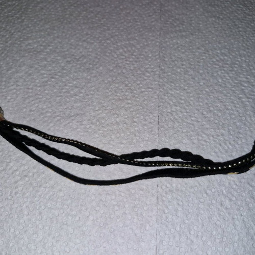 Black triple cord bracelet with magnetic clasp and rhinestones like new