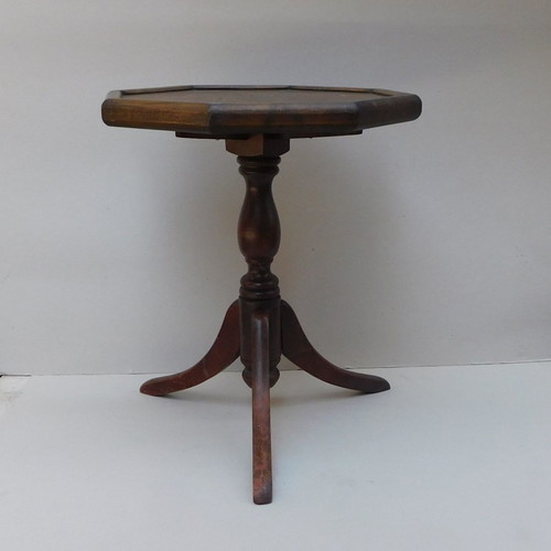 Octagonal coffee table used with marquetry, oak, antique