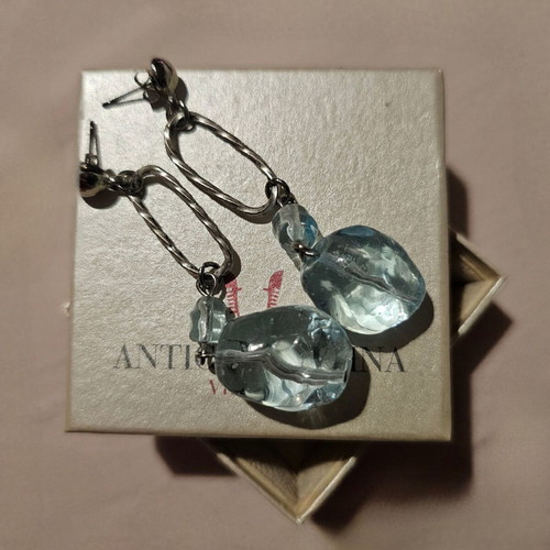 Antica Murrina dangling earrings new with Murano stones turquoise and silver