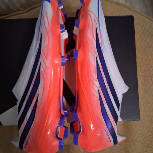 Adidas F50 Hyperfast Pro Laceless FG/AG football boots, size 42.5, white and red
