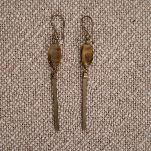 Tiger earrings handmade like new with tiger's eye stone