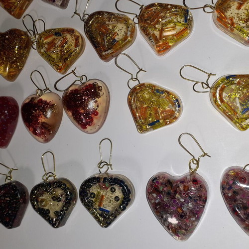 Handmade earrings pack of 38 pairs with liquid glass material