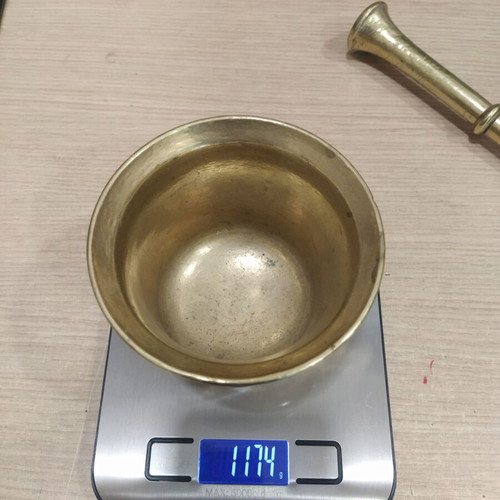 Brass Mortar and Pestle set used, heavy construction