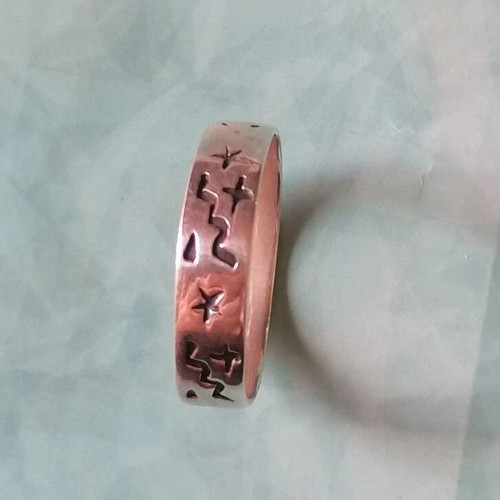 Men's 925 Silver Ring Wedding Band with Embossed Symbols new