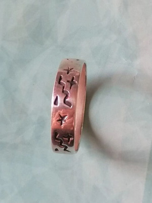 Men's 925 Silver Ring Wedding Band with Embossed Symbols new