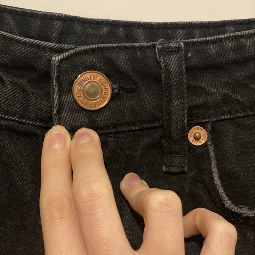 River Island high waisted jean shorts, black