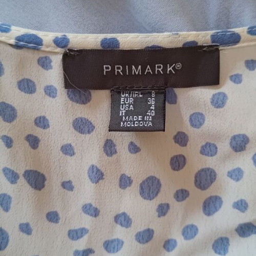 Primark crop shirt like new, size S, white and blue