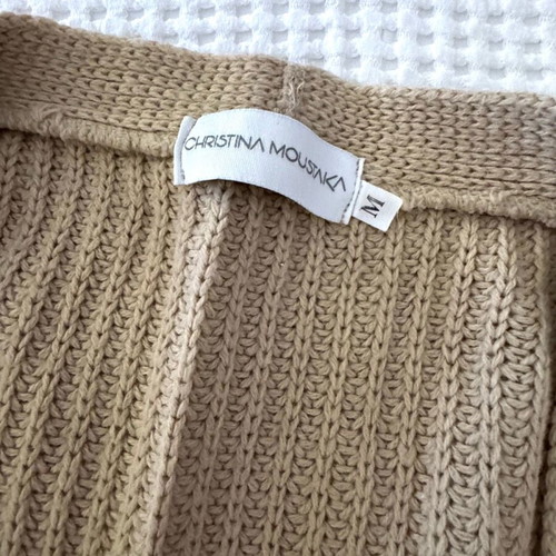 Christina Moustaka knitted long beige cardigan size Medium new