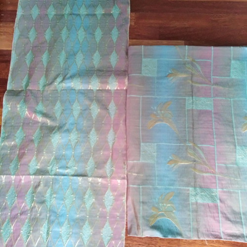 Silk taffeta fabric for home clothing with rhombus and printed combo