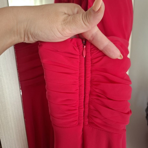 Angel Eye evening dress, fuchsia red with halter neck