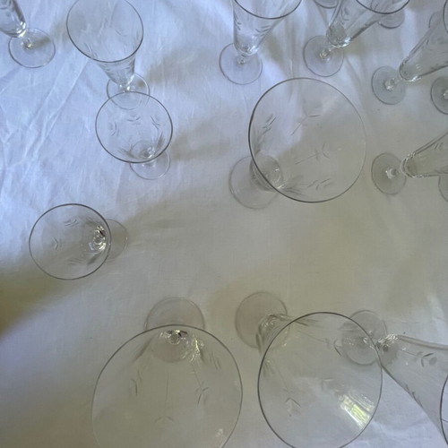 Set of 48 used Art Deco crystal glasses antique