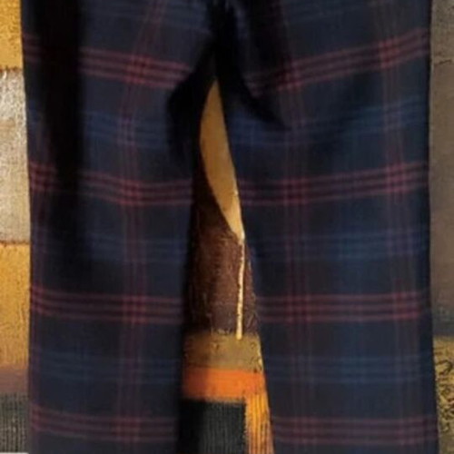 Zara Plaid Pants Medium 38 10 Like New, Navy Blue with Red