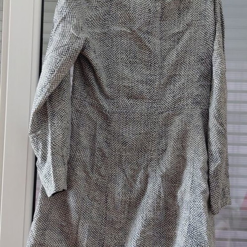 Women's black and white autumn fabric dress, above knee, size M