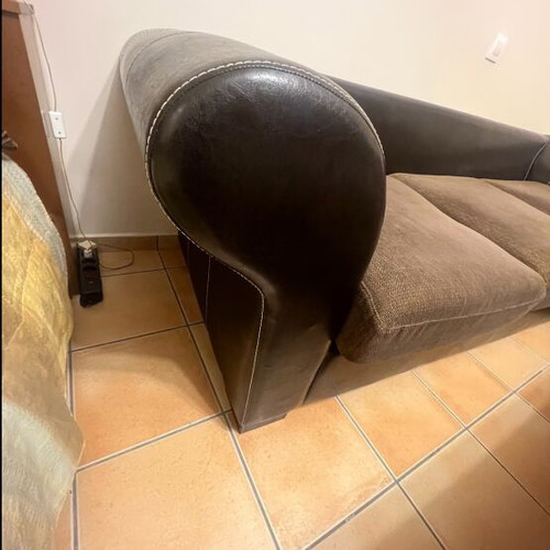 Three-seater corner sofa with leather armchair like new