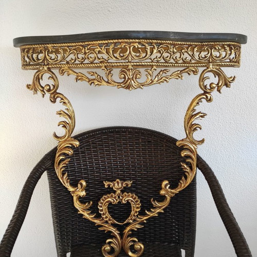 Entrance mirror used with marble and iron shelf