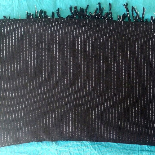 Black scarf with silver stripes