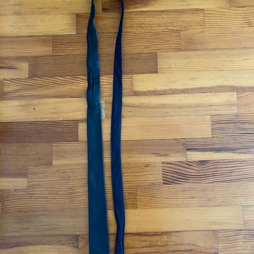 Leather slim tie blue black vintage used