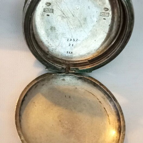 Silver case 800 for pocket watch like new, vintage, 39.3gr, 5cm diameter