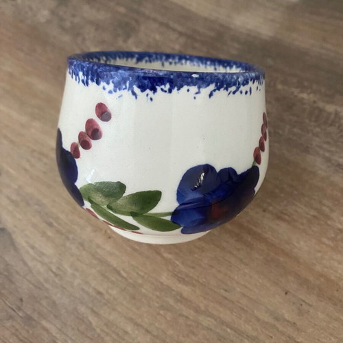 Handmade clay cup from Samos used, hand-painted