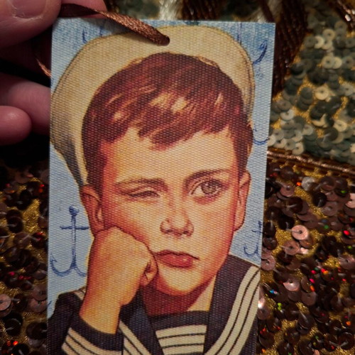 Vintage correspondence card new with ribbon