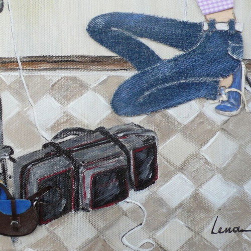 3D Mixed Media Painting "The Photographer" on Canvas, New