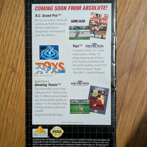 Super Battletank manual for Sega Genesis used