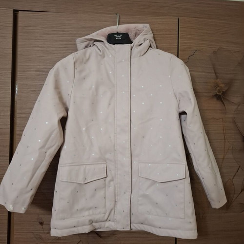 Mango girls' jacket like new, pink with fur lining and stars