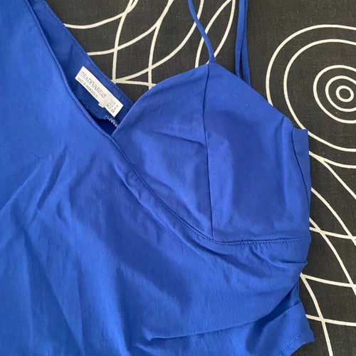 Stradivarius Blue Crop Top One Shoulder Size S Like New