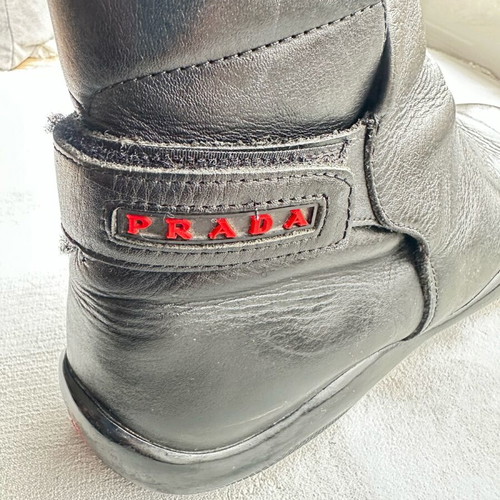 Prada men's leather boots used, size 45, black